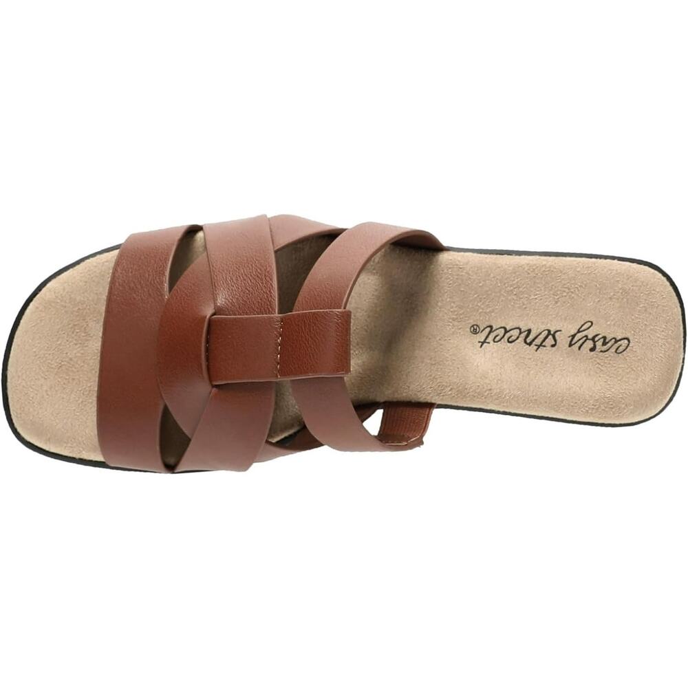 New in Box Easy Street Womens Lakeport Slip-on Slide Sandals Cognac Sz 7.5WW NIB - Picture 4 of 6